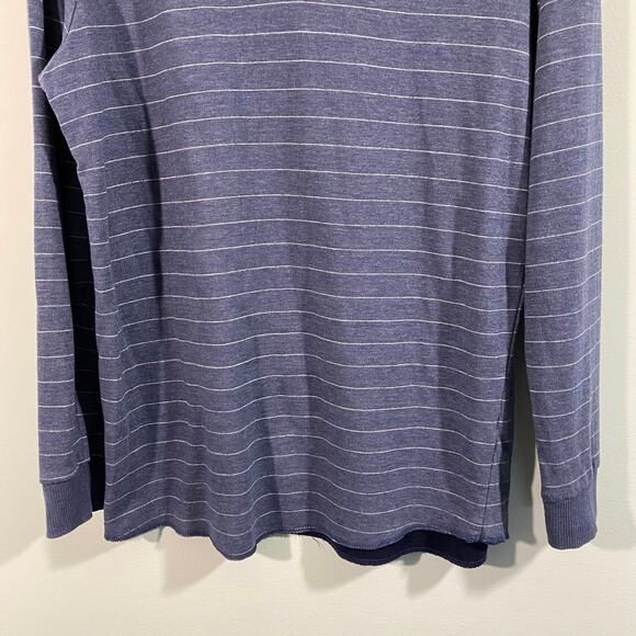 Marine Layer Men Blue Striped Double Knit Long Sleeve Henley Size L - Picture 7 of 8